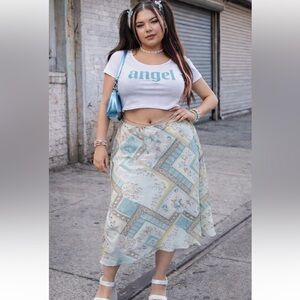 Dressbarn Y2K Sheer Overlay with Patchwork Patterns Midi Length Cottagecore Sz L